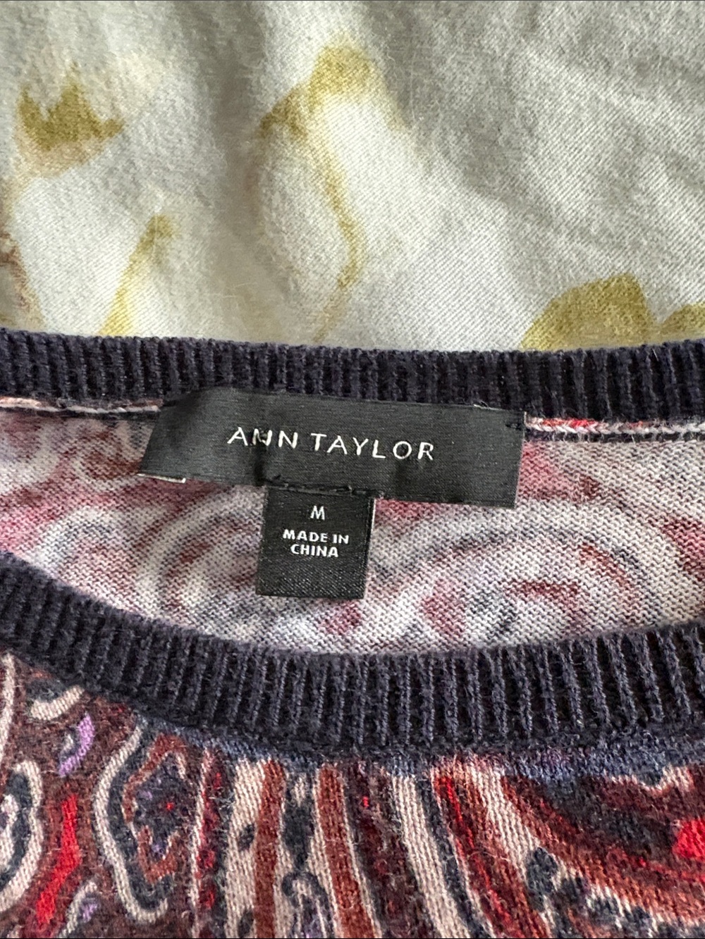Ann Taylor Multicolor Crewneck Sweater in Red and Navy